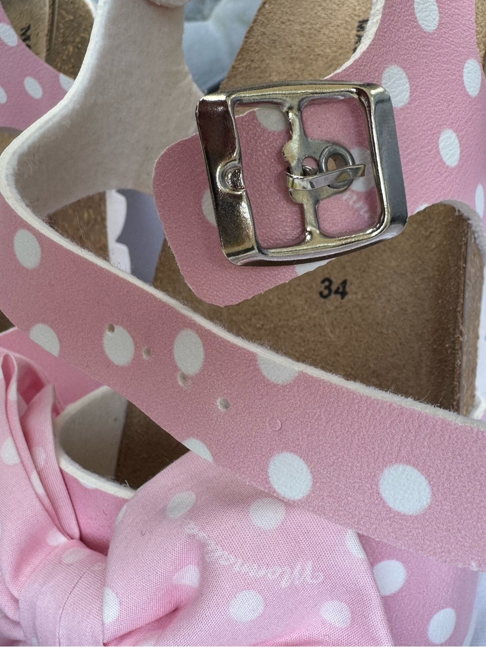 Monnalisa Girls Pink Polka Dot Bow Sandals, EU 34, Made in Italy - Picture 10 of 14